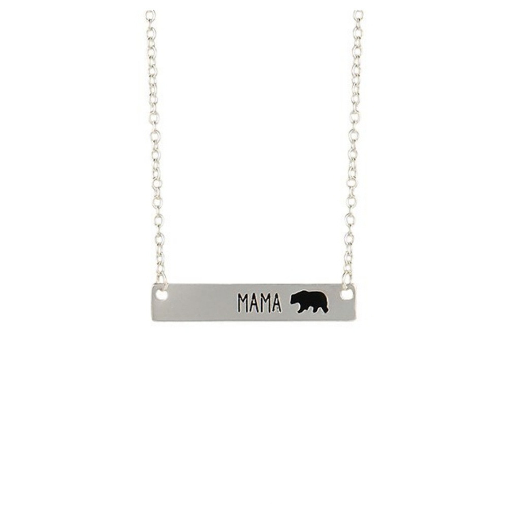 Silver Mama Bear Pendant Necklace